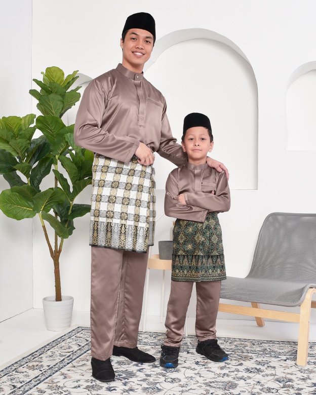 Baju Melayu Hamza Slim Fit - Espresso Brown