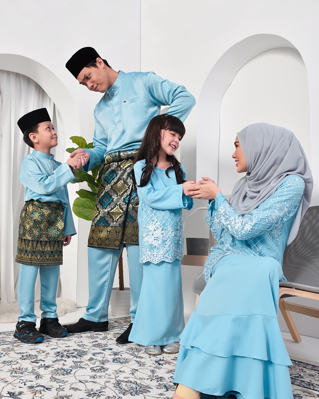 Baju Melayu Hamza Slim Fit Kids - Glacier Blue