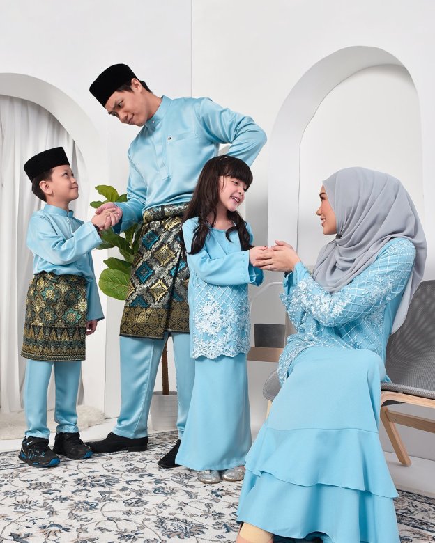 Baju Melayu Hamza Slim Fit Kids - Glacier Blue