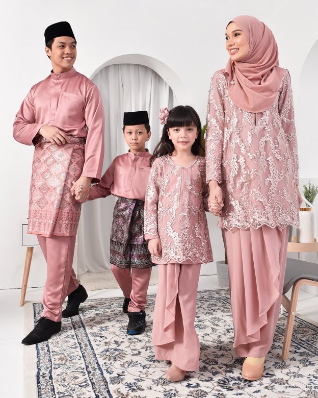 Baju Melayu Hamza Slim Fit - Thulian Pink