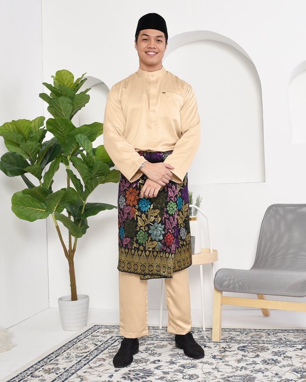 Baju Melayu Hamza Slim Fit - Gold Dust