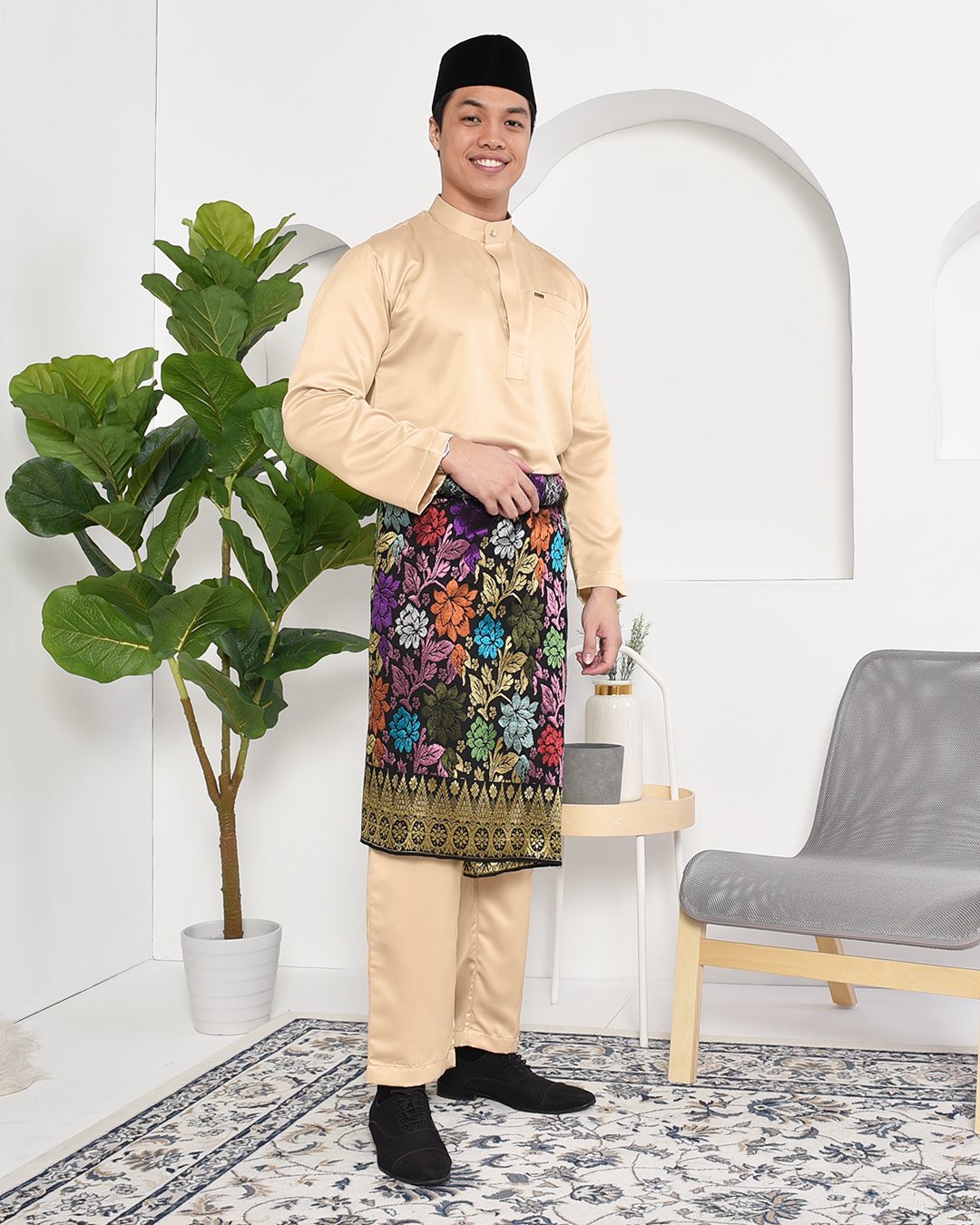 Baju Melayu Hamza Slim Fit - Gold Dust