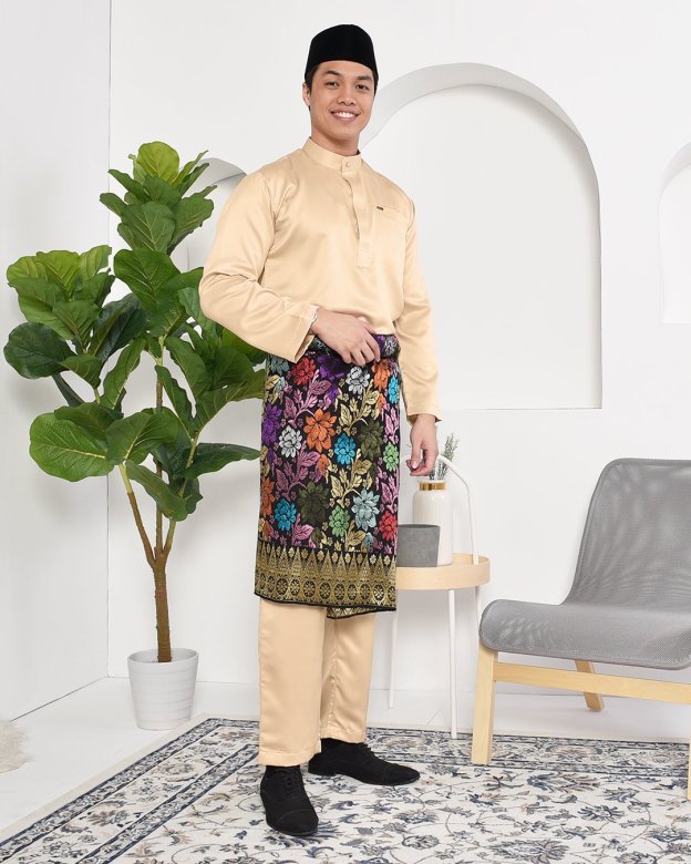 Baju Melayu Hamza Slim Fit - Gold Dust