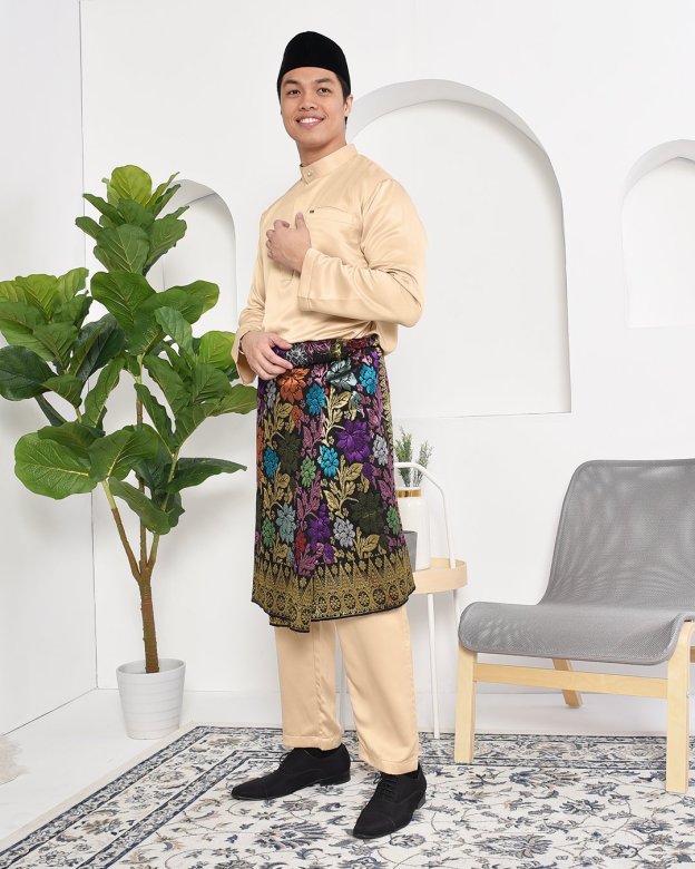 Baju Melayu Hamza Slim Fit - Gold Dust