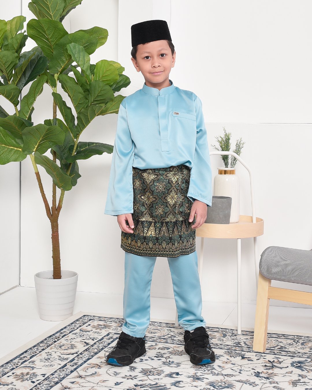 Baju Melayu Hamza Slim Fit Kids - Glacier Blue