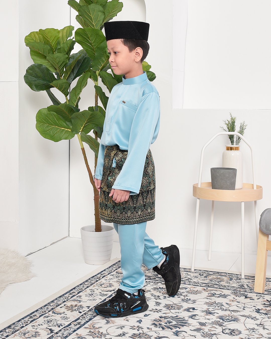 Baju Melayu Hamza Slim Fit Kids - Glacier Blue
