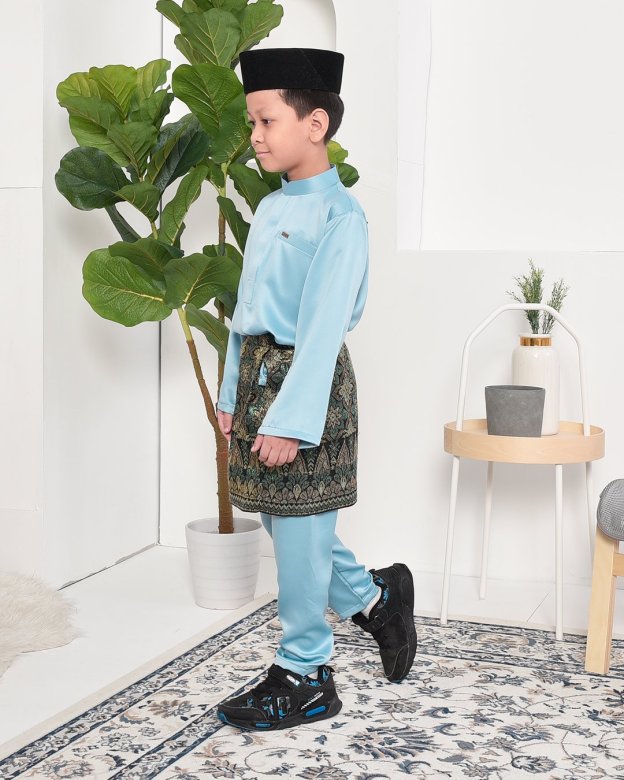 Baju Melayu Hamza Slim Fit Kids - Glacier Blue
