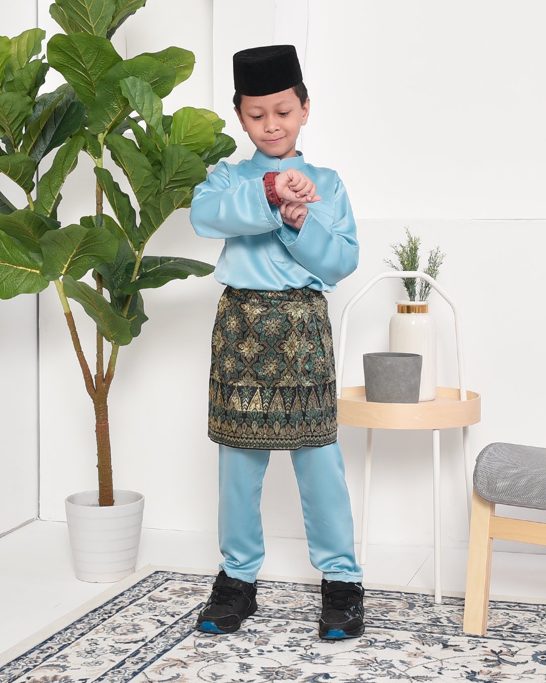 Baju Melayu Hamza Slim Fit Kids - Glacier Blue