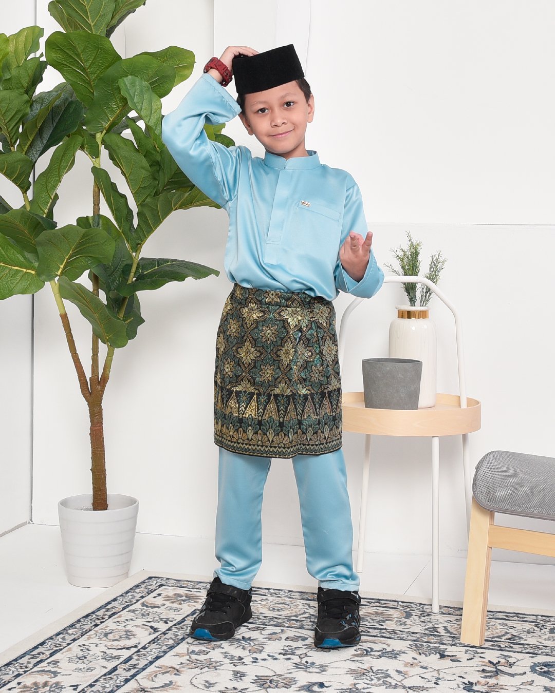 Baju Melayu Hamza Slim Fit Kids - Glacier Blue