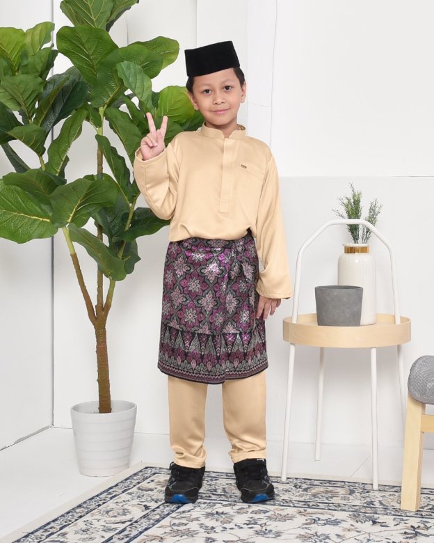 Baju Melayu Hamza Slim Fit Kids - Gold Dust