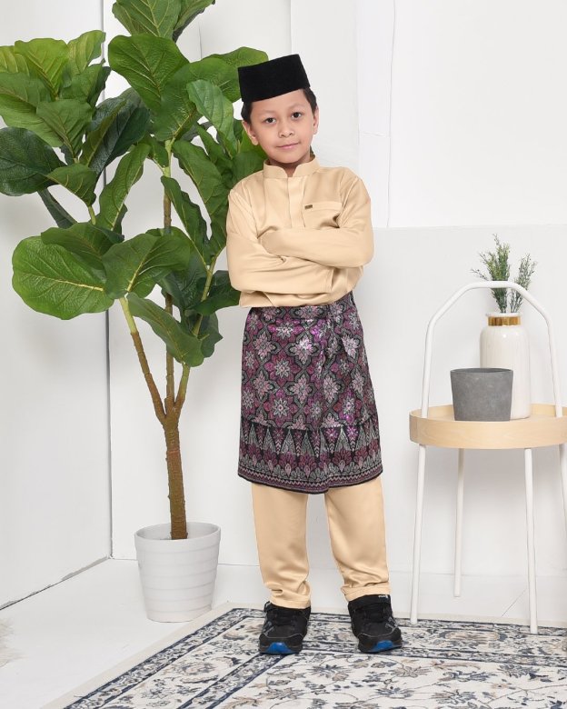 Baju Melayu Hamza Slim Fit Kids - Gold Dust