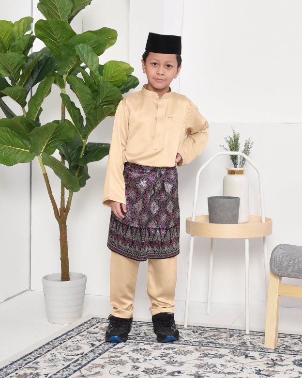 Baju Melayu Hamza Slim Fit Kids - Gold Dust