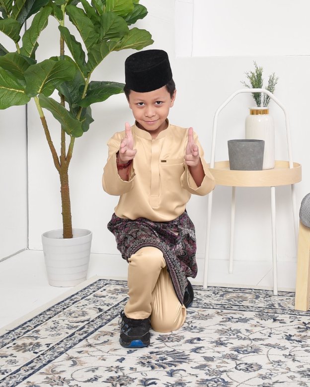 Baju Melayu Hamza Slim Fit Kids - Gold Dust