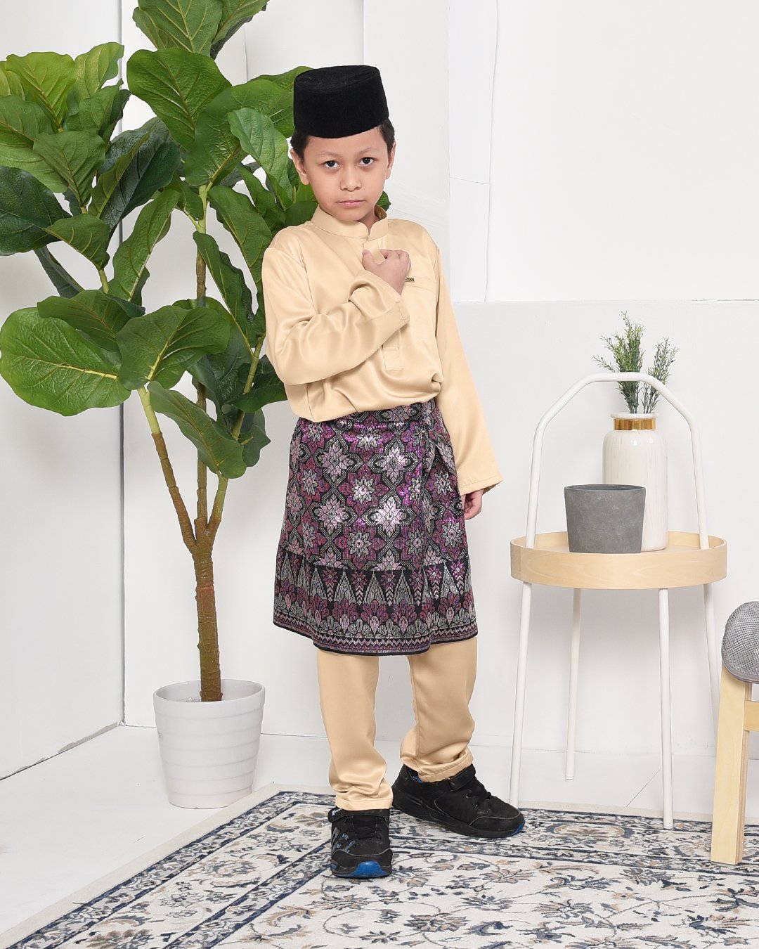 Baju Melayu Hamza Slim Fit Kids - Gold Dust