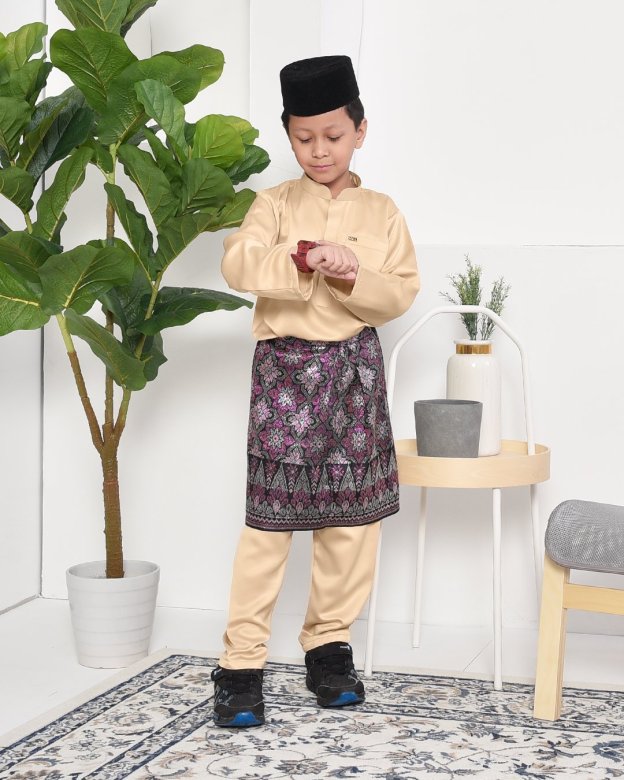 Baju Melayu Hamza Slim Fit Kids - Gold Dust
