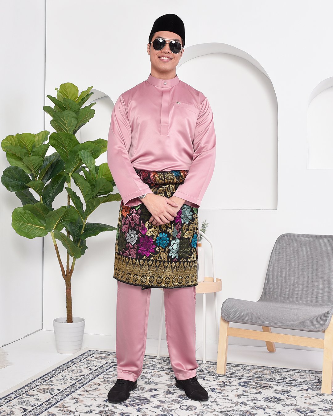 Baju Melayu Hamza Slim Fit - Quartz Pink
