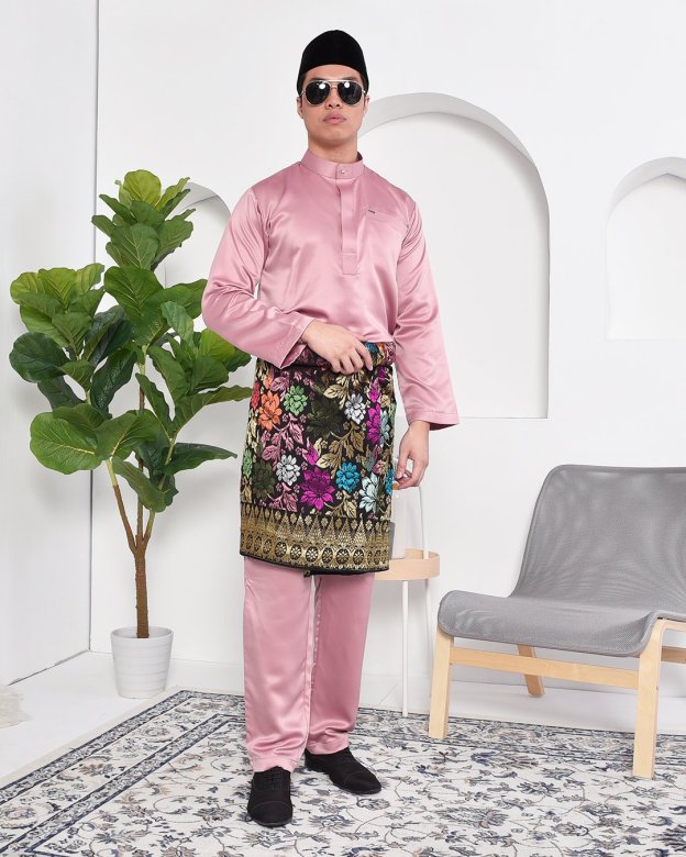 Baju Melayu Hamza Slim Fit - Quartz Pink