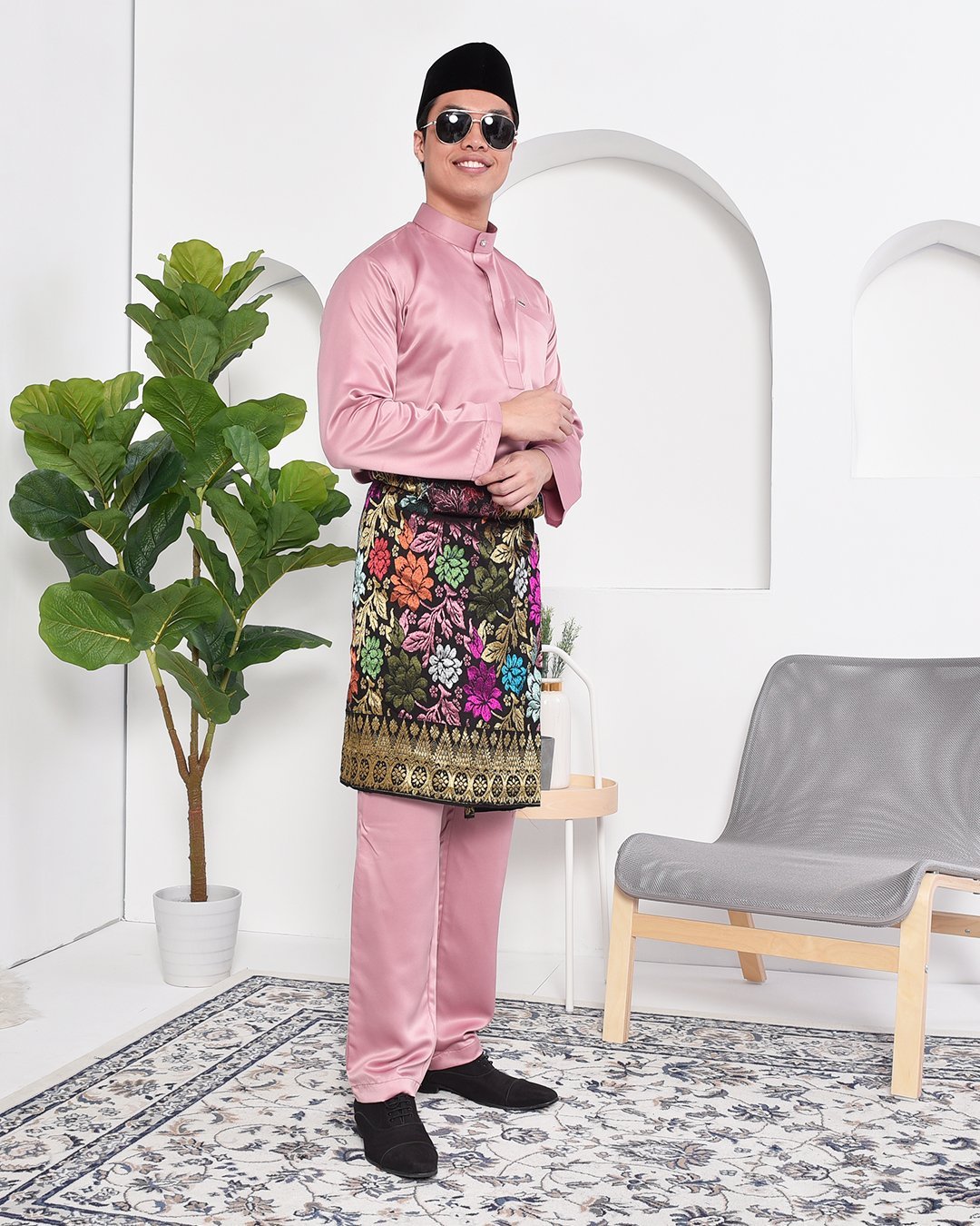 Baju Melayu Hamza Slim Fit - Quartz Pink