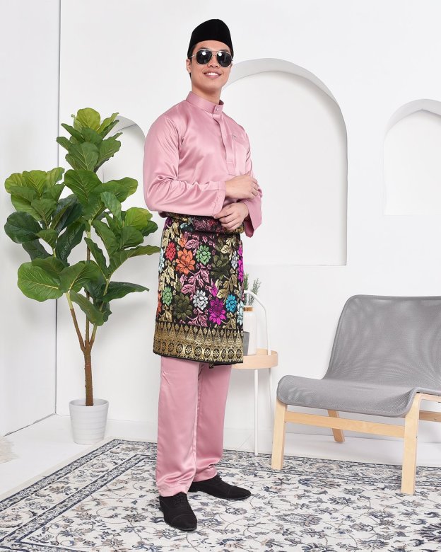Baju Melayu Hamza Slim Fit - Quartz Pink