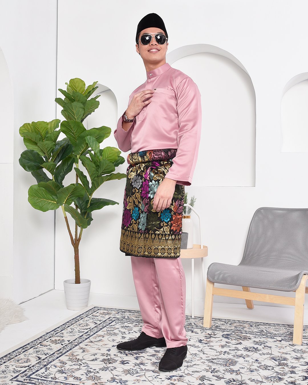 Baju Melayu Hamza Slim Fit - Quartz Pink