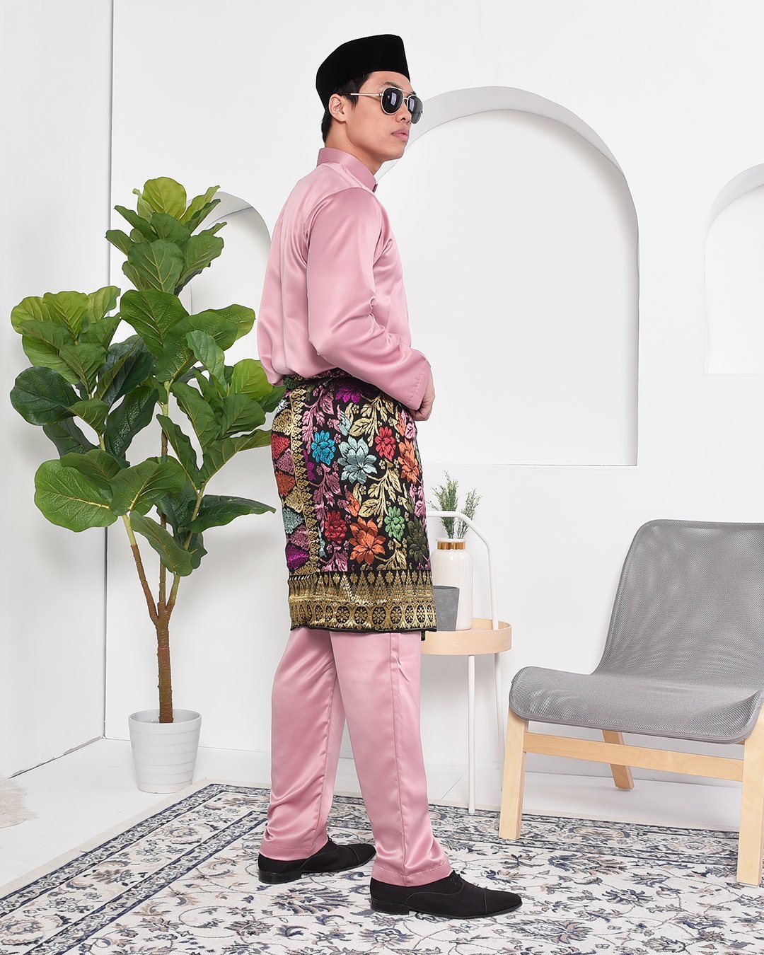 Baju Melayu Hamza Slim Fit - Quartz Pink