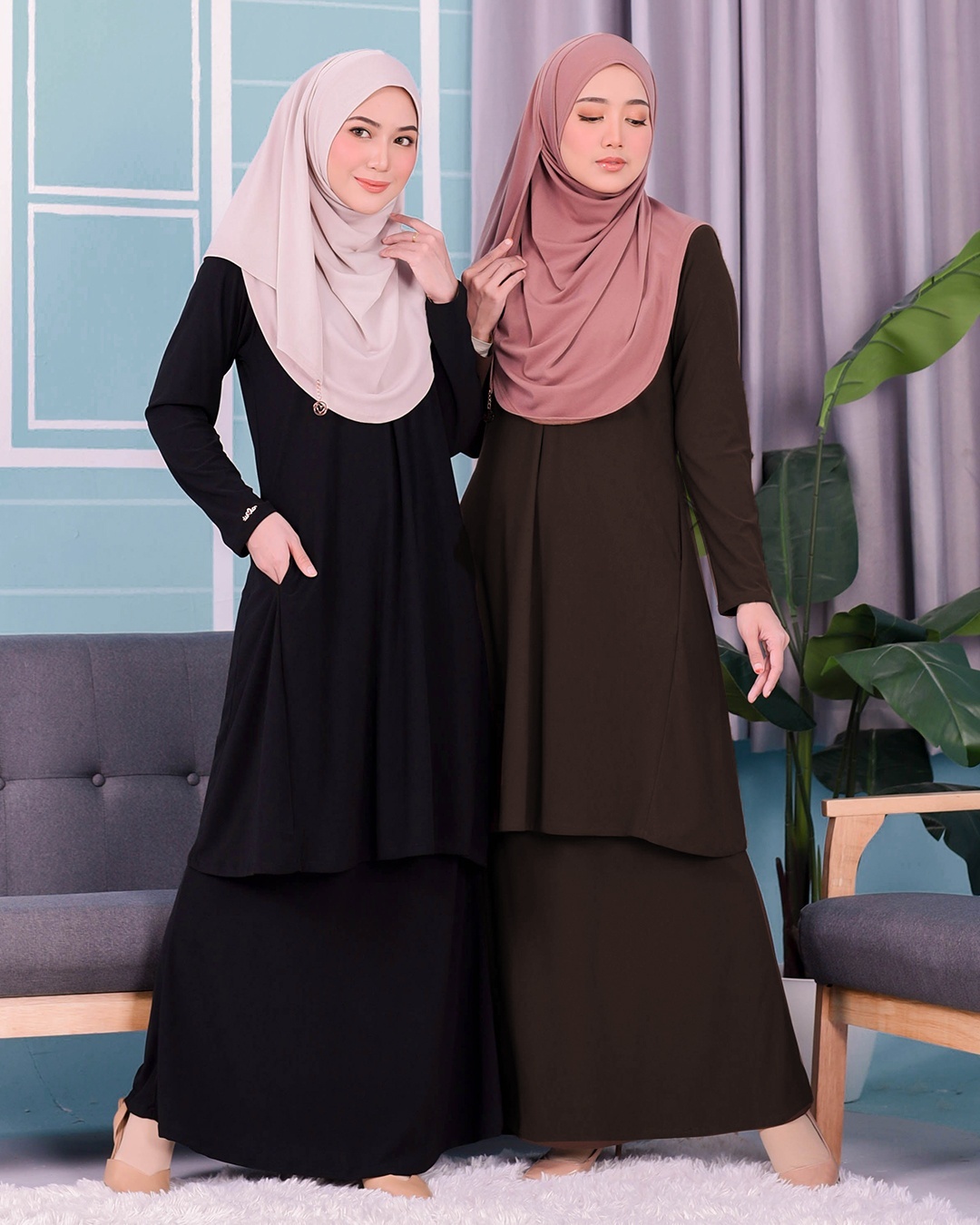 Baju Kurung Pahang Laura Plain 3.0 - Mocha Brown