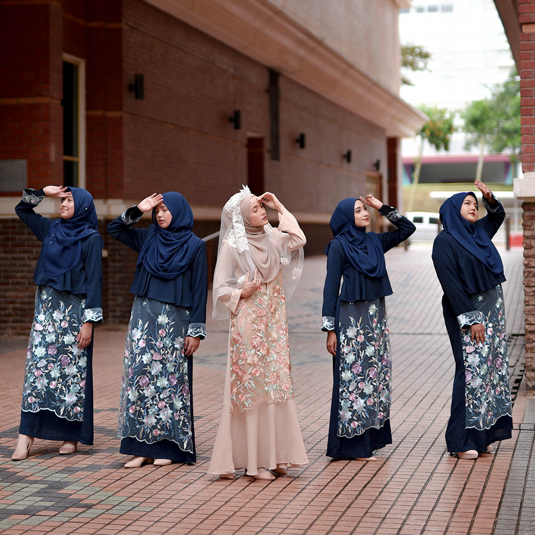 Abaya Lace Ayna - Sea Blue