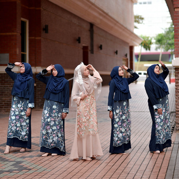 Abaya Lace Ayna - Sea Blue