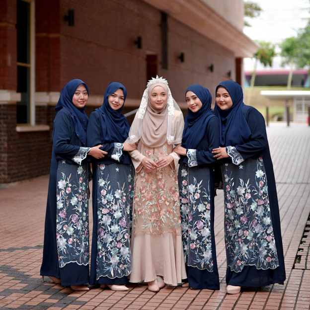 Abaya Lace Ayna - Sea Blue