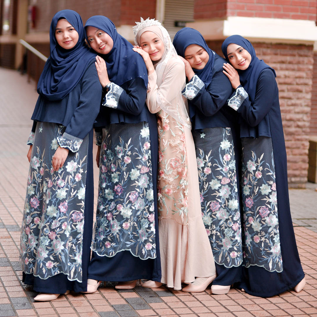 Abaya Lace Ayna - Sea Blue