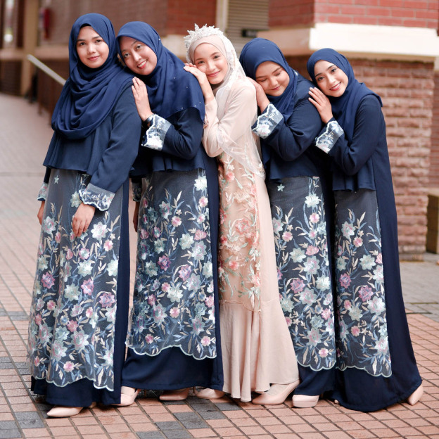 Abaya Lace Ayna - Sea Blue