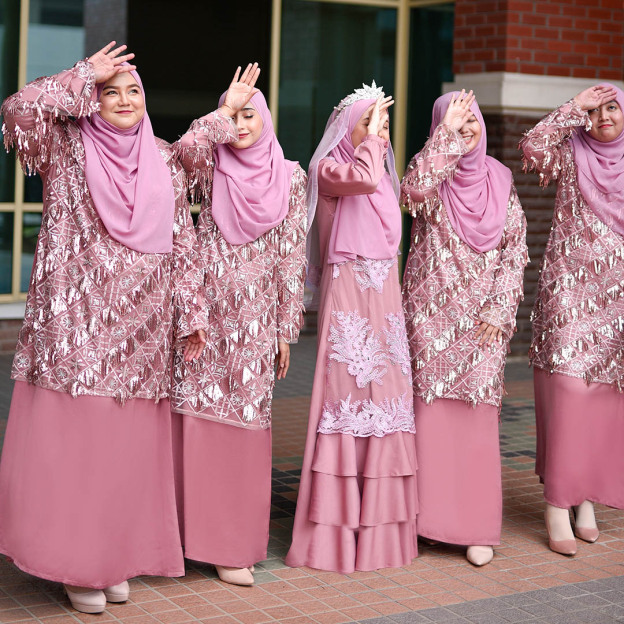 Abaya Lace Sequin Jovina - Dolce Pink