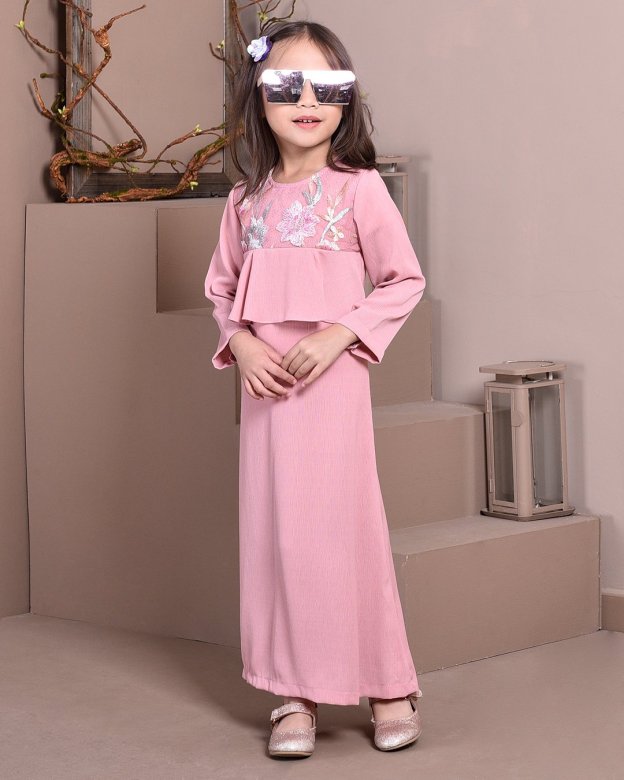 Abaya Lace Ayna Kids - Milky Rose