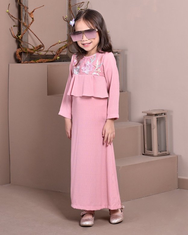 Abaya Lace Ayna Kids - Milky Rose