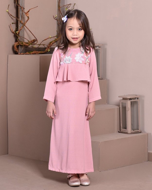 Abaya Lace Ayna Kids - Milky Rose