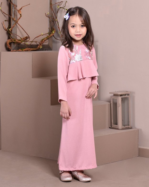 Abaya Lace Ayna Kids - Milky Rose