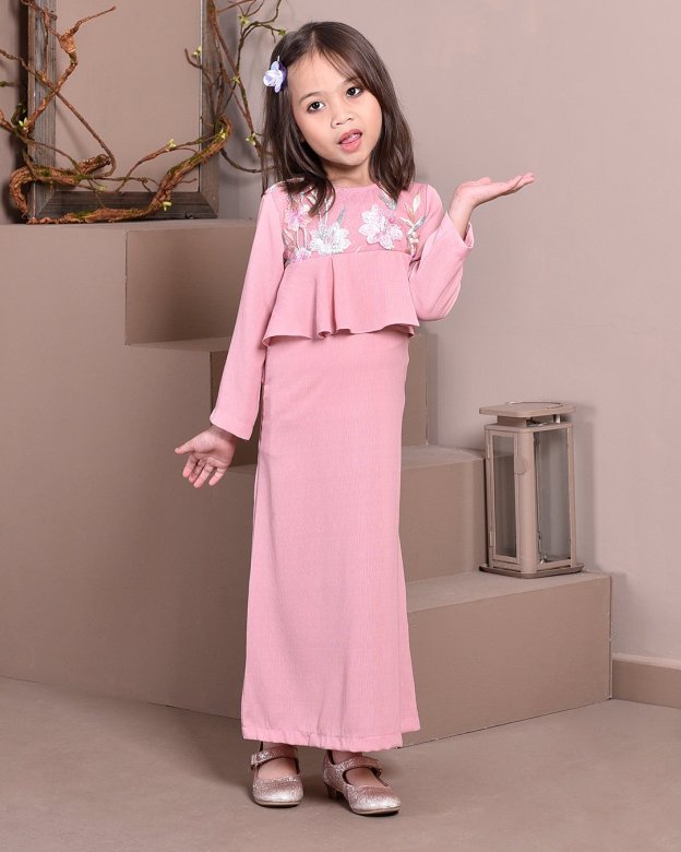 Abaya Lace Ayna Kids - Milky Rose