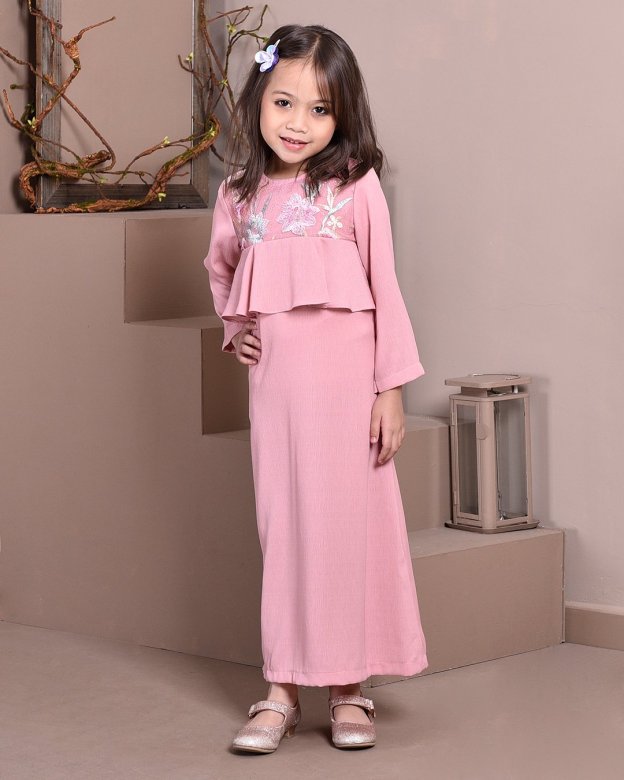 Abaya Lace Ayna Kids - Milky Rose
