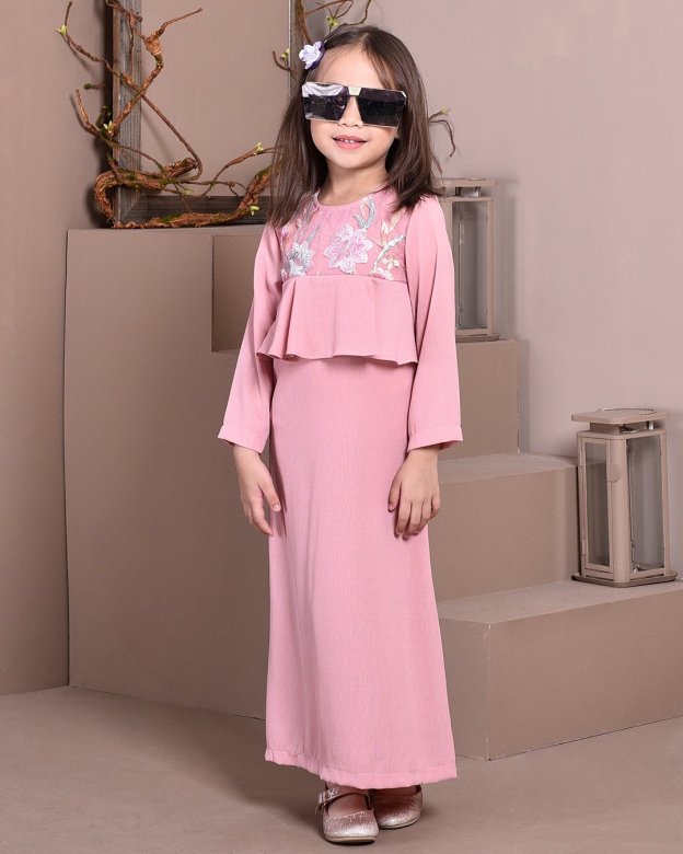 Abaya Lace Ayna Kids - Milky Rose