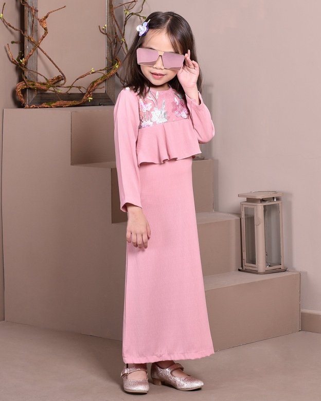 Abaya Lace Ayna Kids - Milky Rose