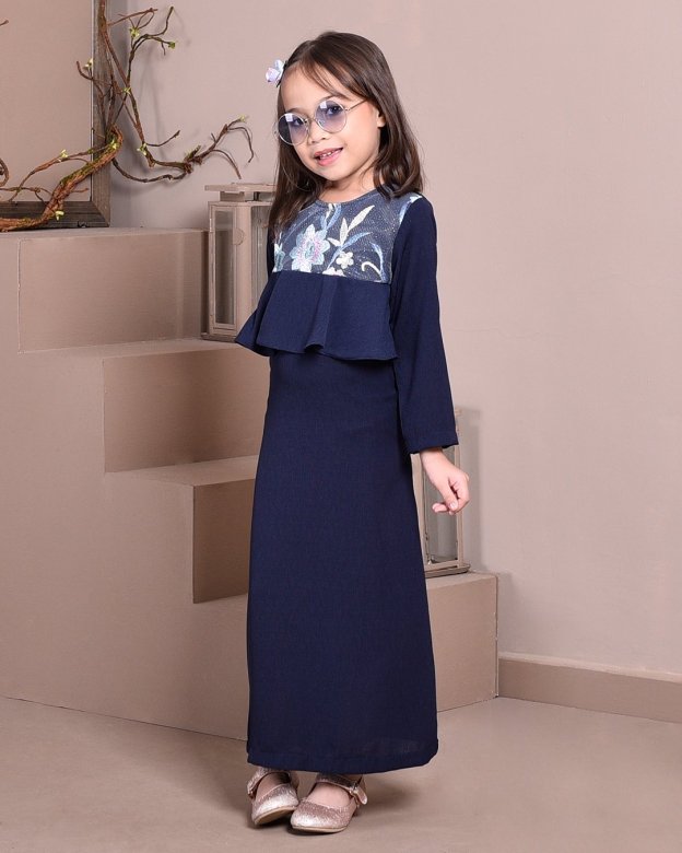 Abaya Lace Ayna Kids - Sea Blue