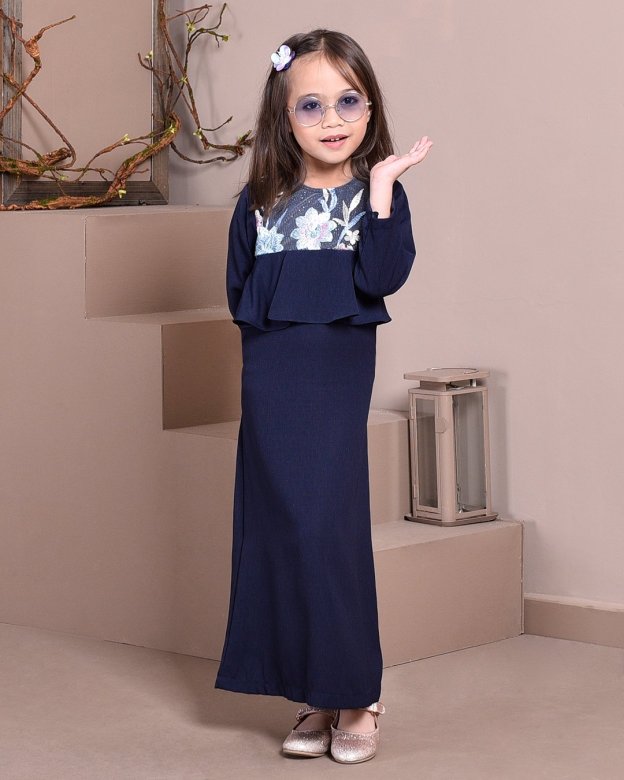 Abaya Lace Ayna Kids - Sea Blue