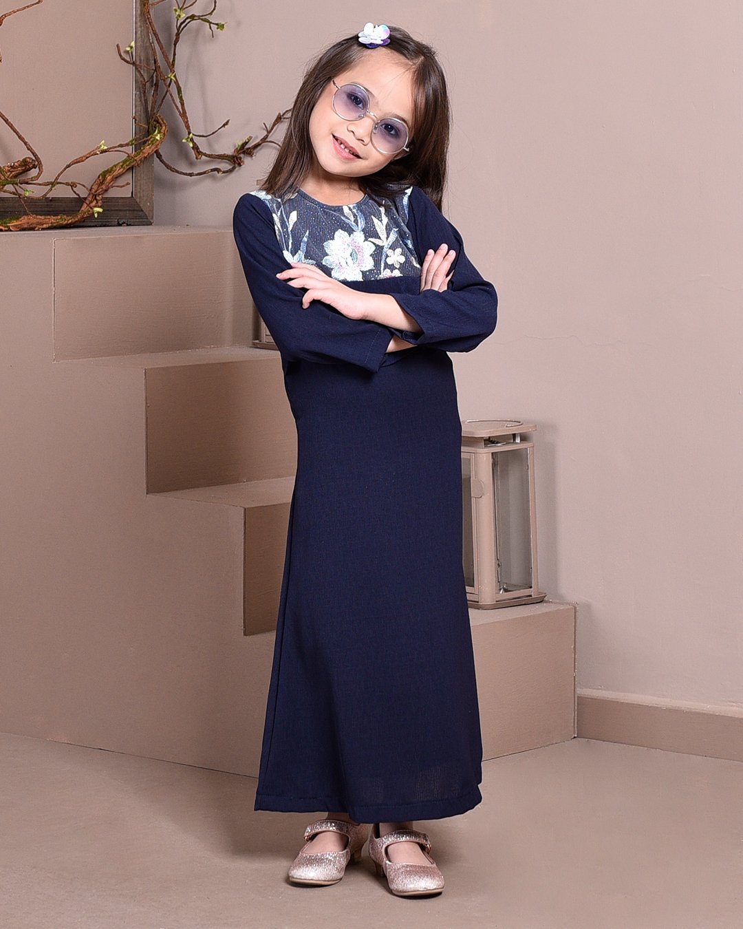Abaya Lace Ayna Kids - Sea Blue