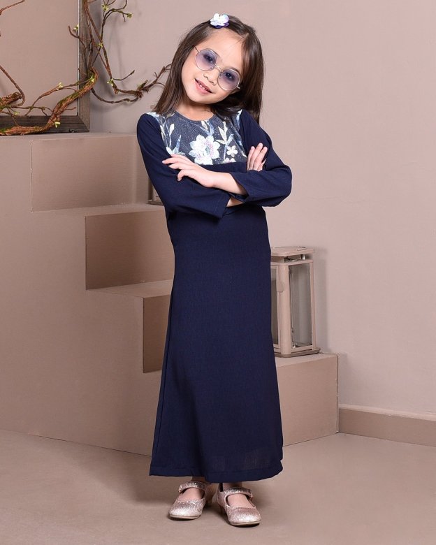 Abaya Lace Ayna Kids - Sea Blue