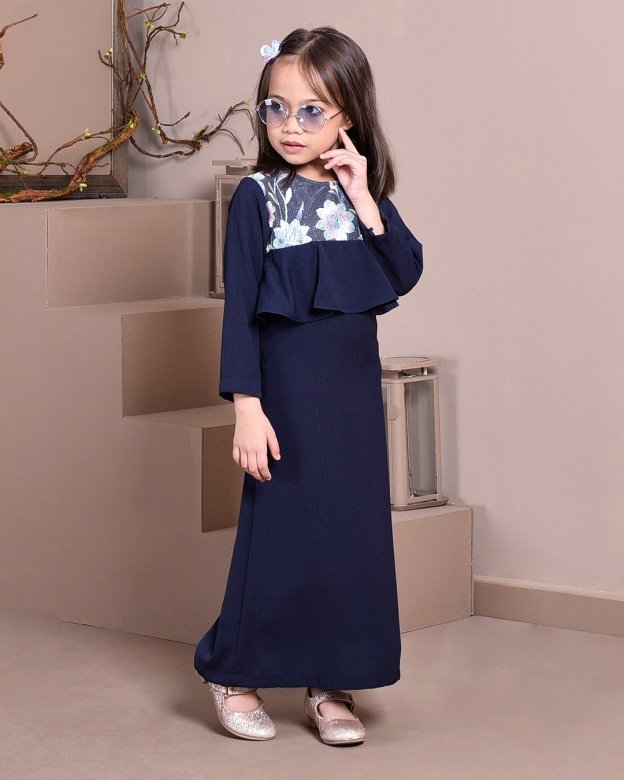 Abaya Lace Ayna Kids - Sea Blue