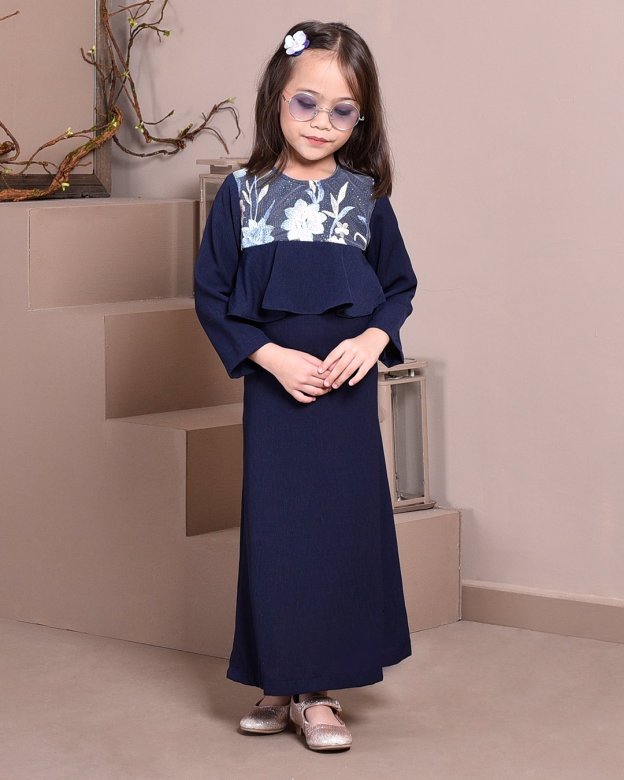 Abaya Lace Ayna Kids - Sea Blue