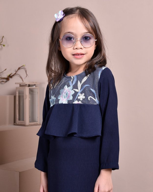 Abaya Lace Ayna Kids - Sea Blue