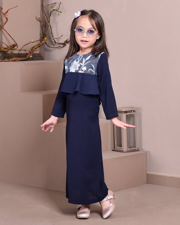 Abaya Lace Ayna Kids - Sea Blue