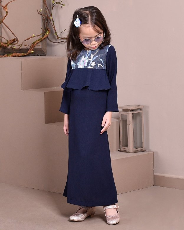 Abaya Lace Ayna Kids - Sea Blue