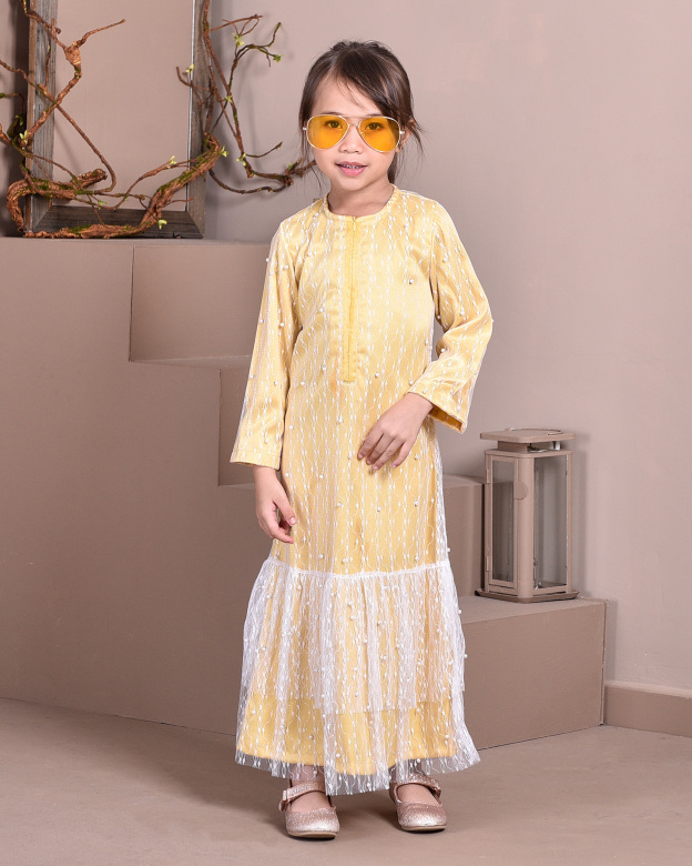 Abaya Lace Tutu Isabelle  Kids - Banana